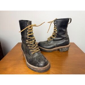 Red Wing Shoes Brown Steel Toe Leather Lace Up Work Lineman Logger Boots Men's 7